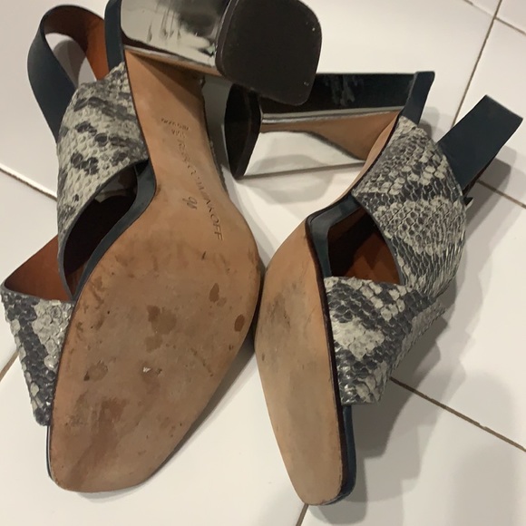 Rebecca Minkoff Snake open toe block heel sz 10 - Picture 3 of 5
